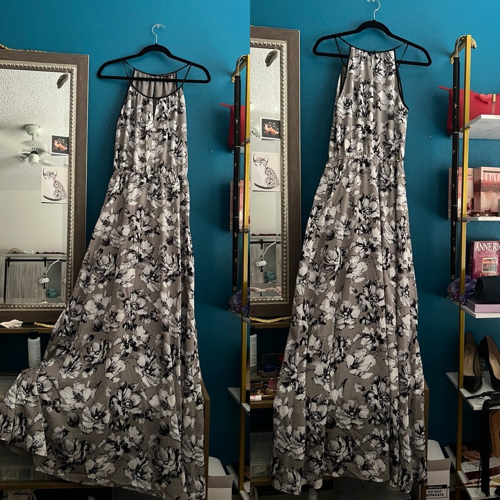 Victoria's Secret Black and White Halter Maxi Gown